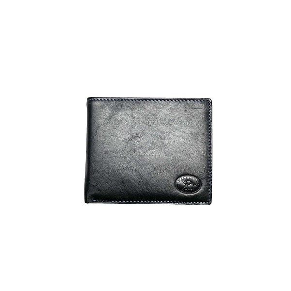 KWC2094 Mens wallet Contrast stitching Black kangaroo leather