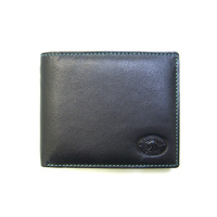 KWC2096 Mens wallet Contrast stitching Black kangaroo leather