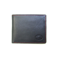 KWC3165 Mens Wallet Contrast stitching Black Kangaroo leather