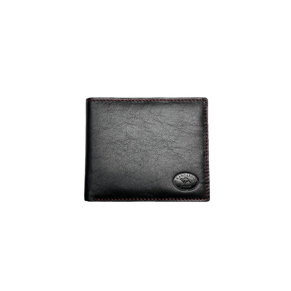 KWC2094 Mens wallet Contrast stitching Black kangaroo leather