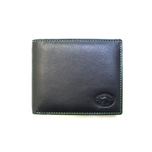 KWC2095 Mens Wallet Contrast stitching Black Kangaroo leather