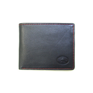 KWC2096 Mens wallet Contrast stitching Black kangaroo leather