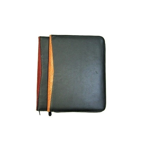 AC55  COMPENDIUM BLACK COW LEATHER WITH TAN EMU TRIM