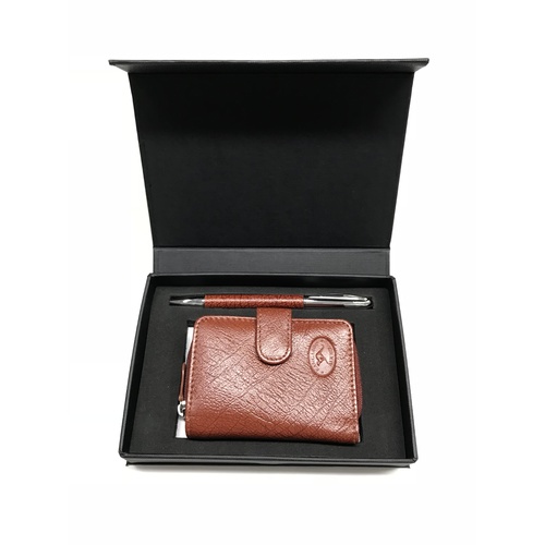 AK71 Key Case & Pen Antique Tan Kangaroo leather Box colour Black