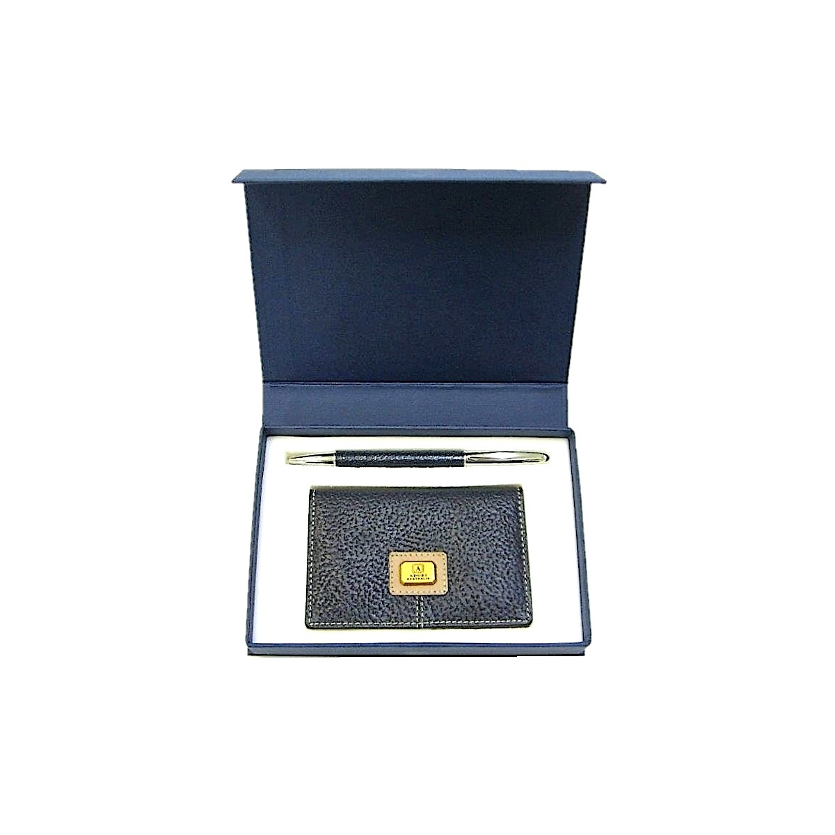 KP1CardHolder&Pen Navy Kangaroo leather Box colour Black