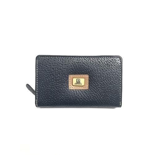 KP2090 Double zip Coin Purse Navy Kangaroo leather