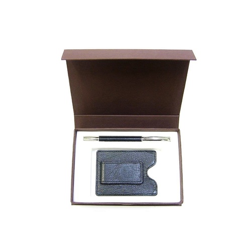 KW3 Money Clip&Pen Black kangaroo leather Boxcolour Green